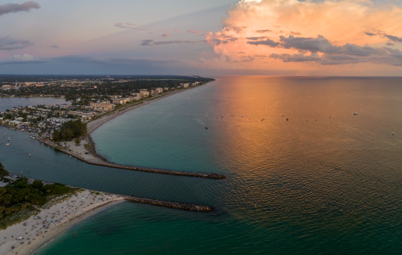 High angle view of crowded Nokomis beach